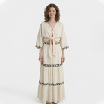 Asprin Fashion Bohemian Two-Piece Set: Tie-Front Crop Top & Tiered Maxi Skirt