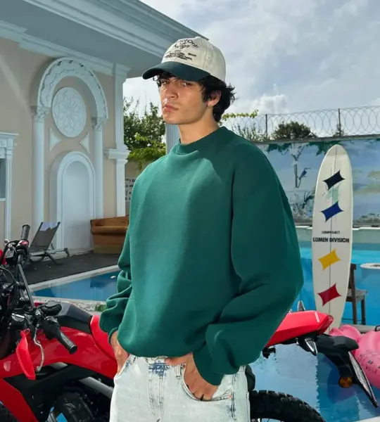 Dark Green Basic Oversized Crew Neck Sweater